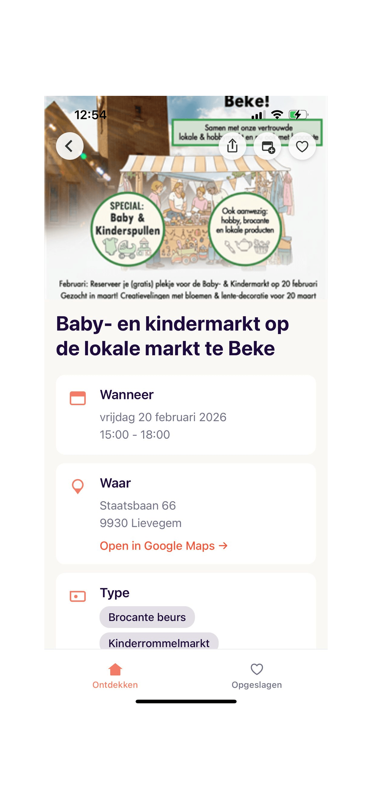 Bazaarzoeker-app: datum, locatie en informatie van een markt