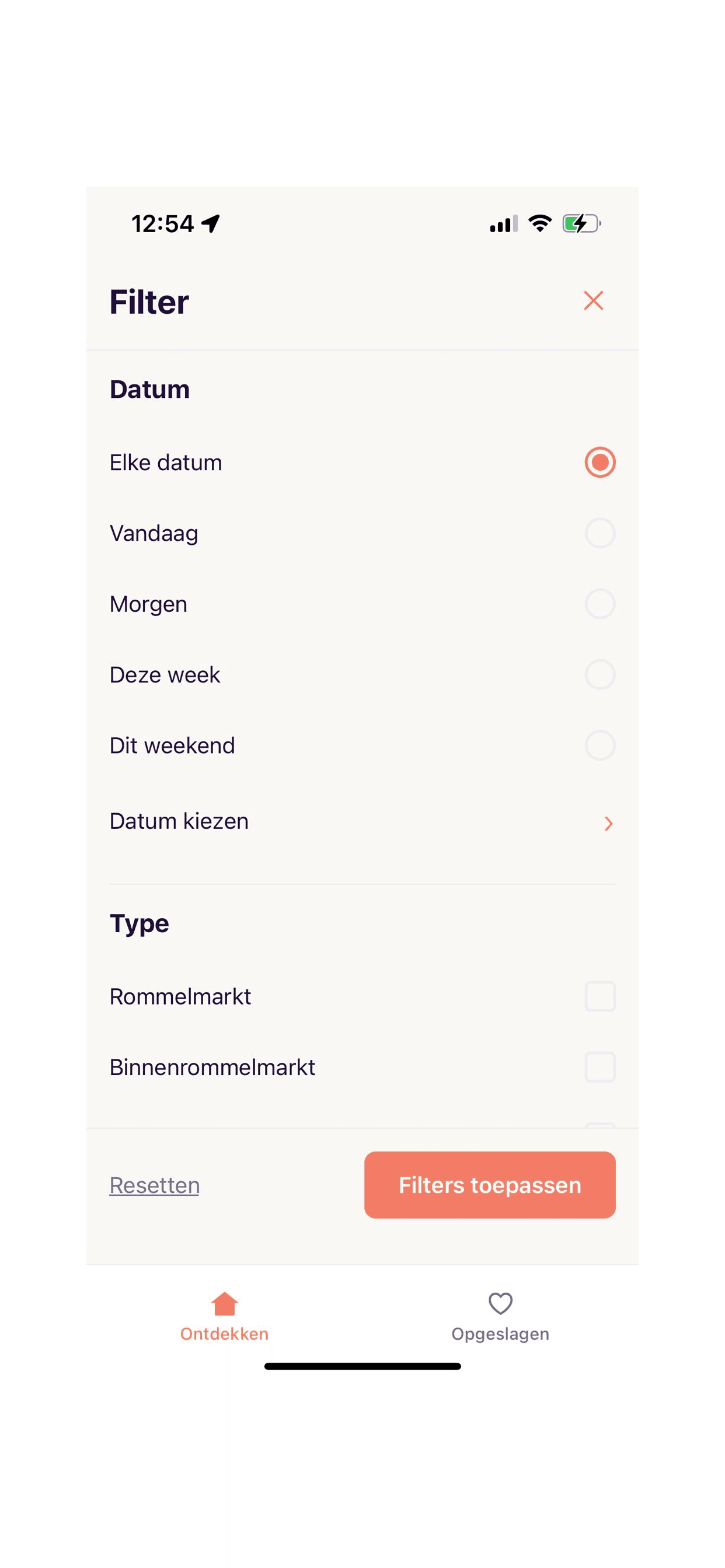 Bazaarzoeker-app: filter op datum en type markt